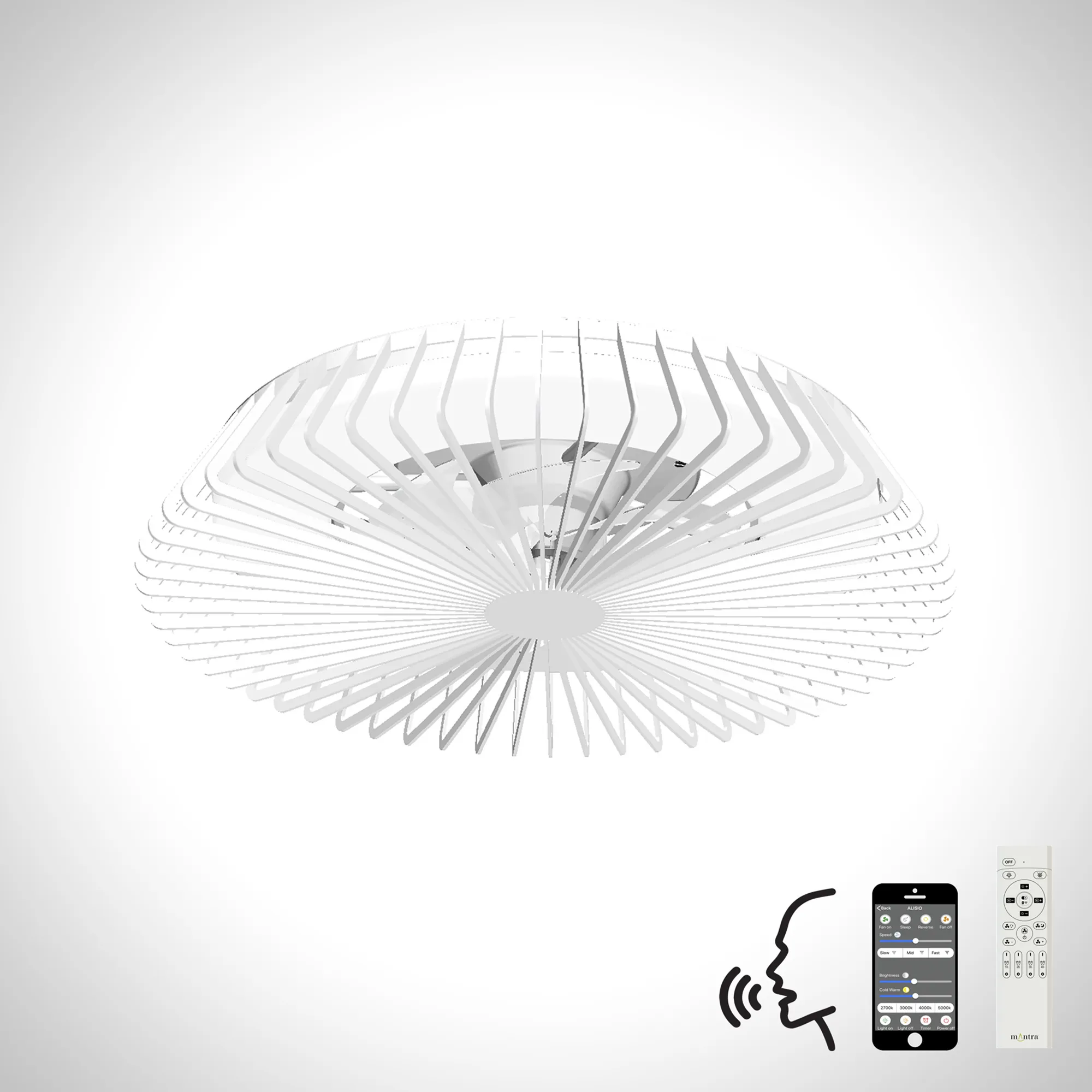 Himalaya 70W LED Dimmable Ceiling Light & Fan, Remote / APP / Voice Controlled White M7120  Mantra Ventilacion Himalaya